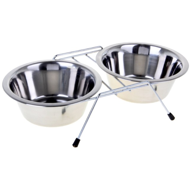 סט צלחות נירוסטה עם מעמד 2 ליטר כלבים גדולים