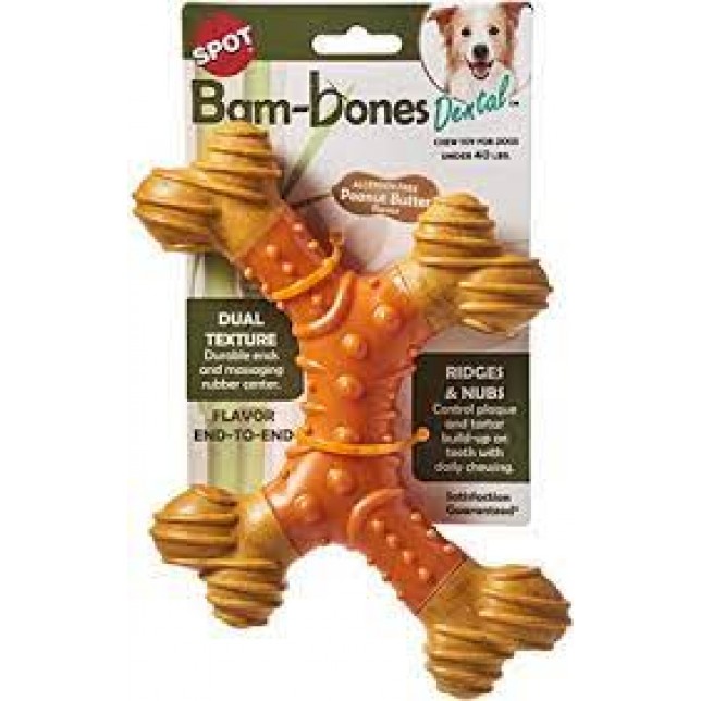 bam-bons peanut buttet - צעצוע לעיסה מבמבוק בטעם חמאת בוטנים 4 צלעות