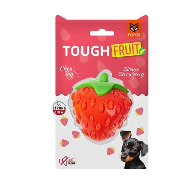 FOFOS - צעצוע לעיסה עמיד לכלבים ללא צפצפה בצורת תות (צעצוע שקט) 