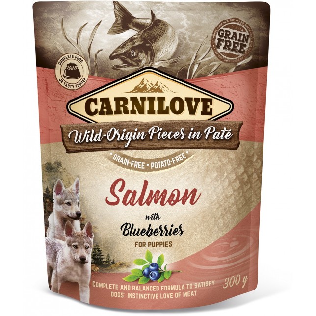 קרנילאב - מזון רטוב לכלבים סלמון עם אוכמניות (גורים) 300 גרם 