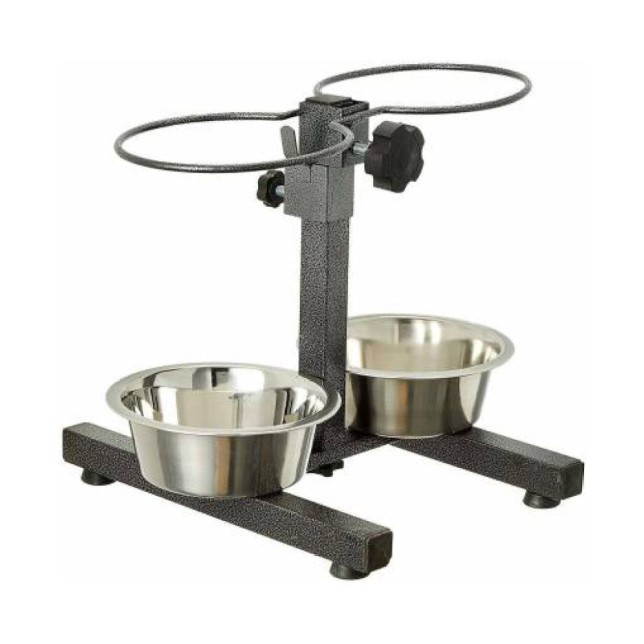  Dog It - מעמד גבוה לזוג קערות גדולות (2 ליטר) ללא קערות