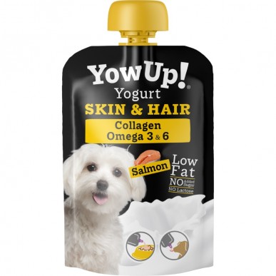 Yow Up Yogurt - יוגורט פרוביוטי לכלב SKIN&HAIR לחיזוק הפרווה סלמון 115 גרם